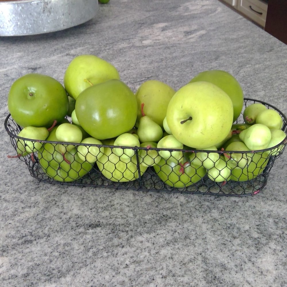 Wire Basket with Faux Apples